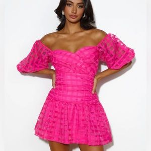 NWT Hello Molly Pink Plaid Mini Dress